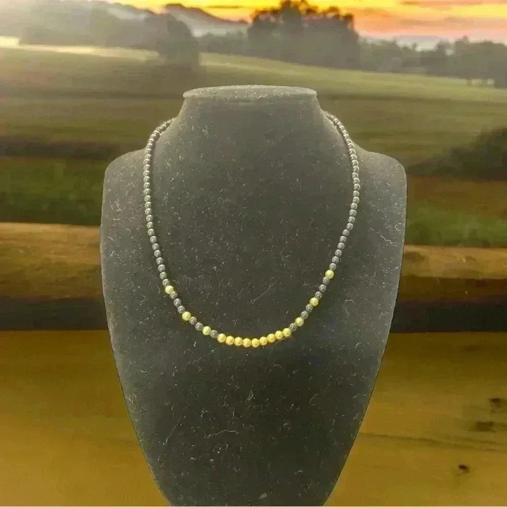 Cute black with gold beads 16” necklace